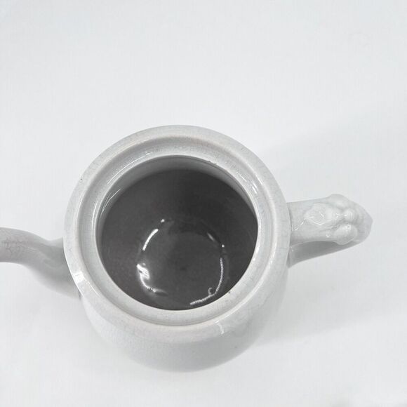 Antique White Ironstone China Teapot with Crazing Farmhouse Decor - Picture 10 of 13
